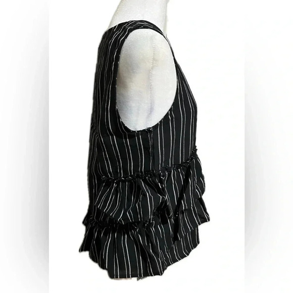 Fanco black and white assymetrical ruffle tank blouse small - Picture 6 of 9
